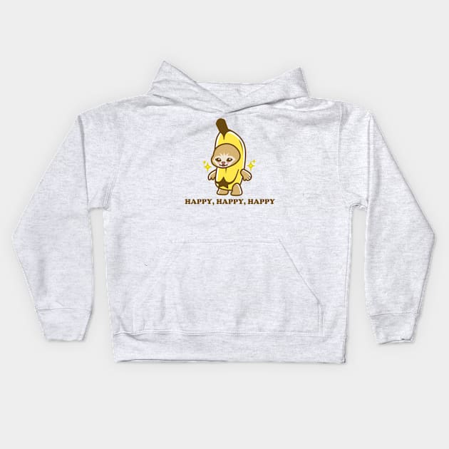 Happy, Happy, Happy Banana Cat - Cute Cartoon Kids Hoodie by SketchybyBee